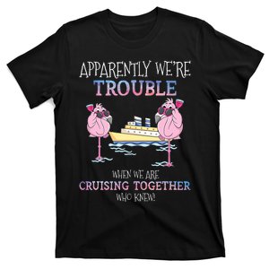 Apparently We're Trouble When We Are Cruising Together Funny Flamingo T-Shirt