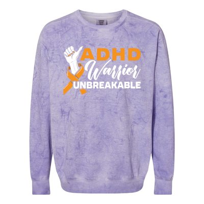 Adhd Warrior Unbreakable Embrace Neurodiversity Gift Colorblast Crewneck Sweatshirt