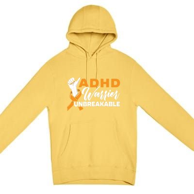 Adhd Warrior Unbreakable Embrace Neurodiversity Gift Premium Pullover Hoodie