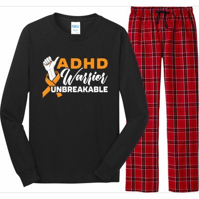 Adhd Warrior Unbreakable Embrace Neurodiversity Gift Long Sleeve Pajama Set