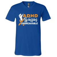 Adhd Warrior Unbreakable Embrace Neurodiversity Gift V-Neck T-Shirt