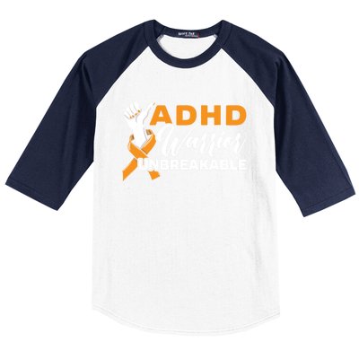 Adhd Warrior Unbreakable Embrace Neurodiversity Gift Baseball Sleeve Shirt