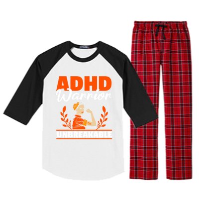 Adhd Warrior Unbreakable Nuerodiversity Think Differently Gift Raglan Sleeve Pajama Set