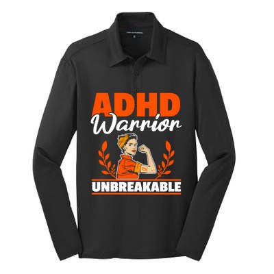 Adhd Warrior Unbreakable Nuerodiversity Think Differently Gift Silk Touch Performance Long Sleeve Polo