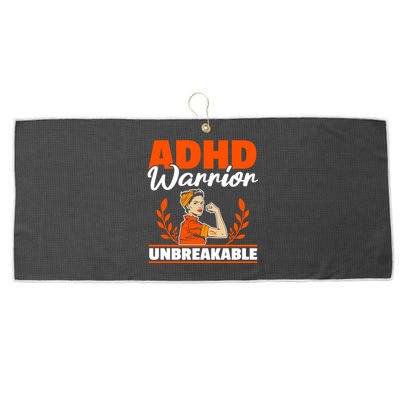 Adhd Warrior Unbreakable Nuerodiversity Think Differently Gift Large Microfiber Waffle Golf Towel