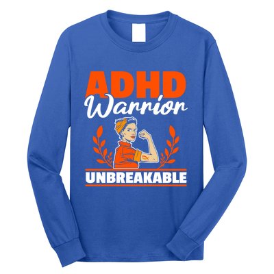 Adhd Warrior Unbreakable Nuerodiversity Think Differently Gift Long Sleeve Shirt