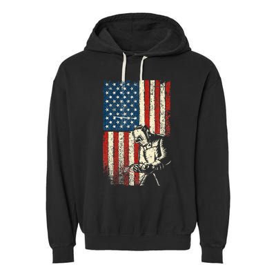 American Welder USA Flag Welding Construction Metalworking Garment-Dyed Fleece Hoodie