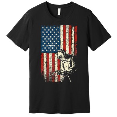 American Welder USA Flag Welding Construction Metalworking Premium T-Shirt