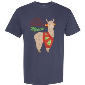 Alpaca With Ugly Christmas Garment-Dyed Heavyweight T-Shirt