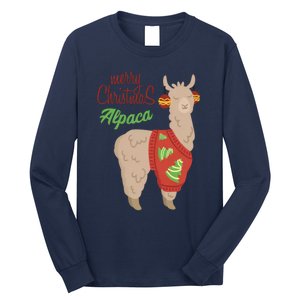 Alpaca With Ugly Christmas Long Sleeve Shirt