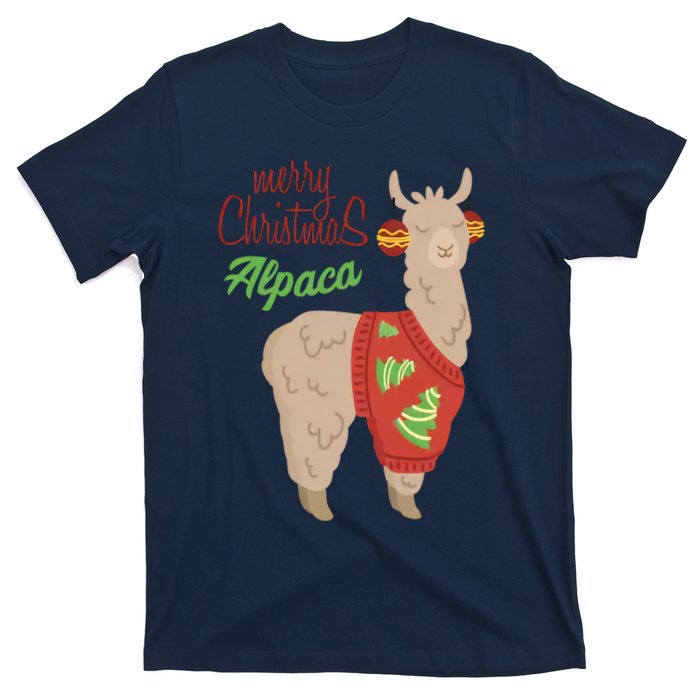 Alpaca With Ugly Christmas T-Shirt