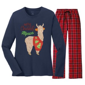 Alpaca With Ugly Christmas Women's Long Sleeve Flannel Pajama Set 