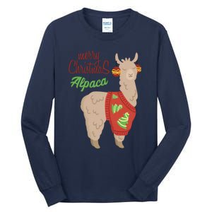 Alpaca With Ugly Christmas Tall Long Sleeve T-Shirt