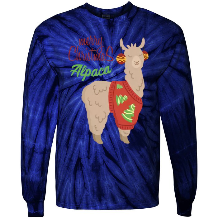 Alpaca With Ugly Christmas Tie-Dye Long Sleeve Shirt