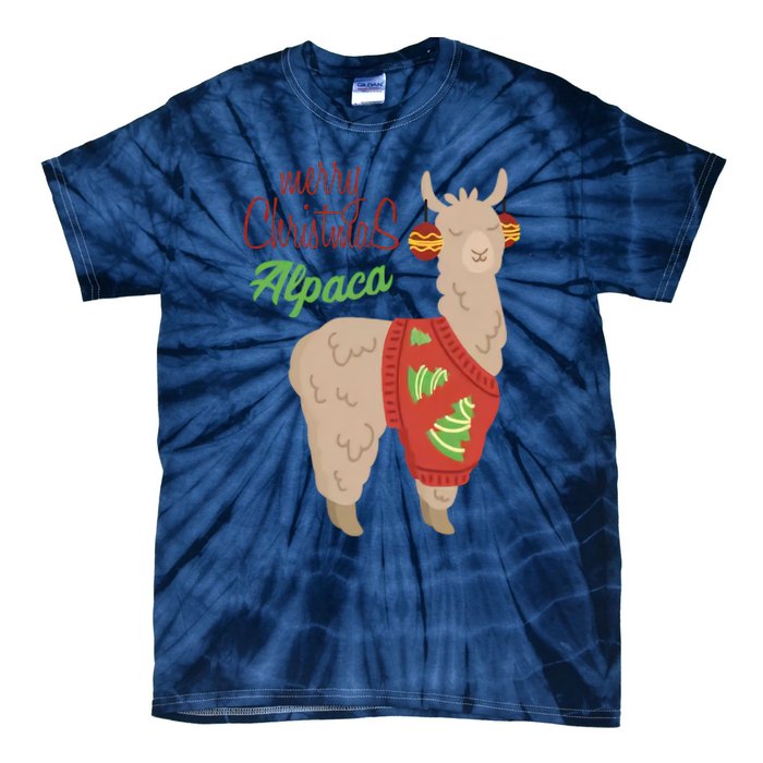 Alpaca With Ugly Christmas Tie-Dye T-Shirt