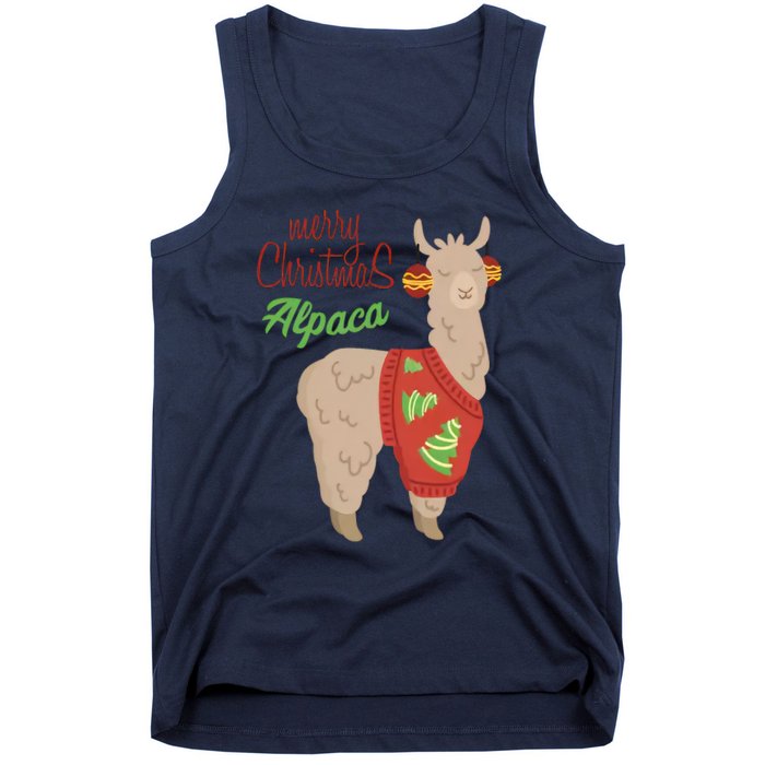 Alpaca With Ugly Christmas Tank Top