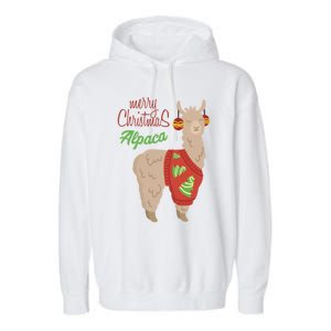 Alpaca With Ugly Christmas Garment-Dyed Fleece Hoodie