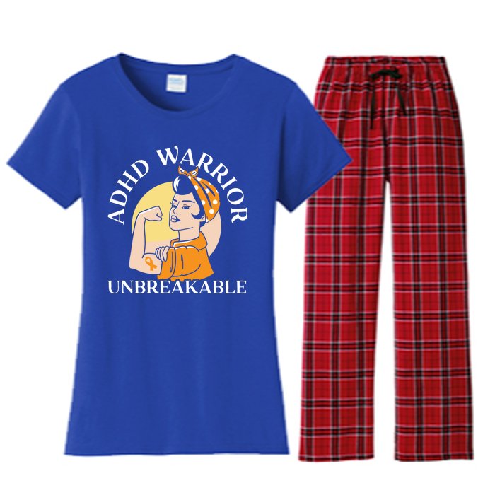 Adhd Warrior Unbreakable Embrace Neurodiversity Gift Women's Flannel Pajama Set