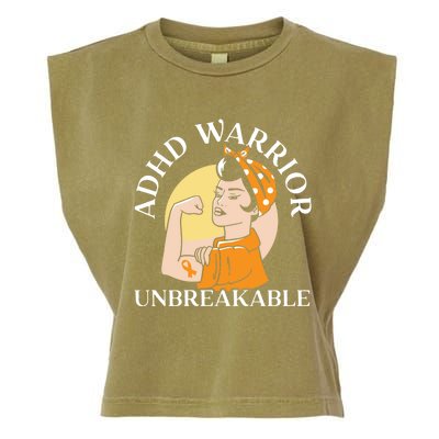 Adhd Warrior Unbreakable Embrace Neurodiversity Gift Garment-Dyed Women's Muscle Tee