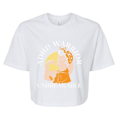 Adhd Warrior Unbreakable Embrace Neurodiversity Gift Bella+Canvas Jersey Crop Tee