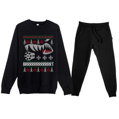 A10 Warthog Ugly Xmas Sweater Style Fighter Jet Usaf Gift Premium Crewneck Sweatsuit Set