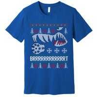 A10 Warthog Ugly Xmas Sweater Style Fighter Jet Usaf Gift Premium T-Shirt