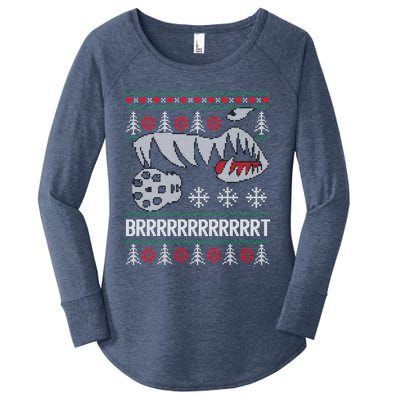 A10 Warthog Ugly Xmas Sweater Style Fighter Jet Usaf Gift Women's Perfect Tri Tunic Long Sleeve Shirt