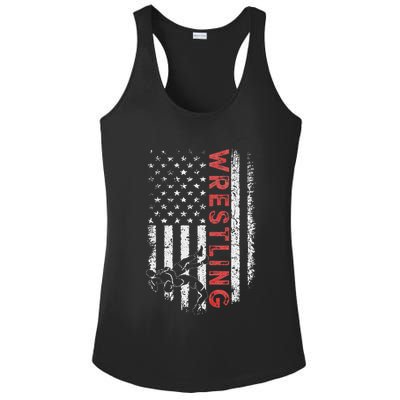American Wrestling US Flag Wrestling For Wresters Ladies PosiCharge Competitor Racerback Tank