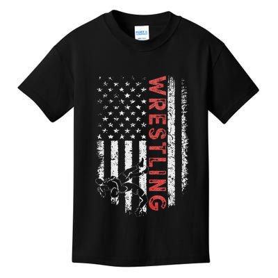 American Wrestling US Flag Wrestling For Wresters Kids T-Shirt