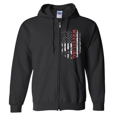 American Wrestling US Flag Wrestling For Wresters Full Zip Hoodie