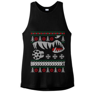 A10 Warthog Ugly Xmas Sweater Style Fighter Jet Usaf Gift Ladies PosiCharge Tri-Blend Wicking Tank