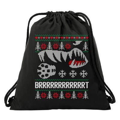 A10 Warthog Ugly Xmas Sweater Style Fighter Jet Usaf Gift Drawstring Bag