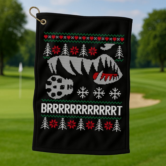 A10 Warthog Ugly Xmas Sweater Style Fighter Jet Usaf Gift Golf Towel
