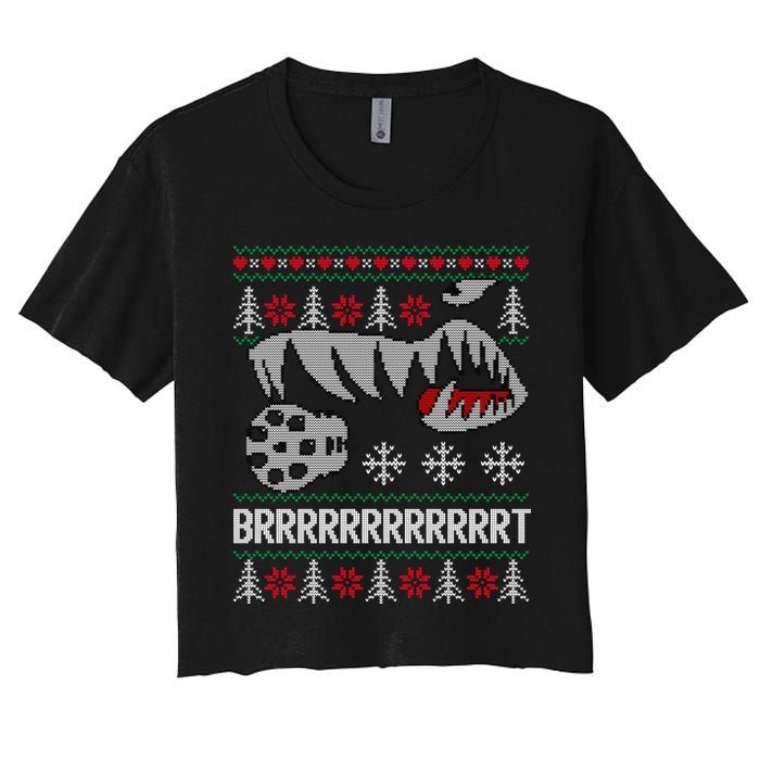 A10 Warthog Ugly Xmas Sweater Style Fighter Jet Usaf Gift Women's Crop Top Tee