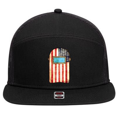 American Welder | US Flag Welding Hood Gift 7 Panel Mesh Trucker Snapback Hat