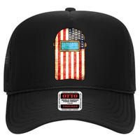 American Welder | US Flag Welding Hood Gift High Crown Mesh Back Trucker Hat