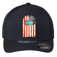 American Welder | US Flag Welding Hood Gift Flexfit Unipanel Trucker Cap