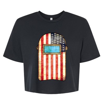 American Welder | US Flag Welding Hood Gift Bella+Canvas Jersey Crop Tee