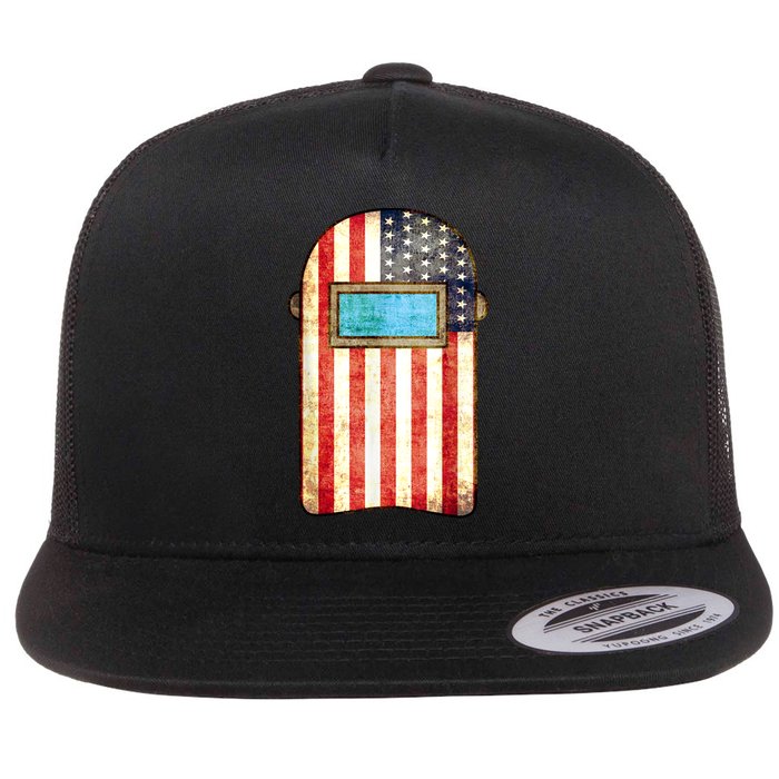 American Welder | US Flag Welding Hood Gift Flat Bill Trucker Hat