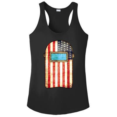 American Welder | US Flag Welding Hood Gift Ladies PosiCharge Competitor Racerback Tank