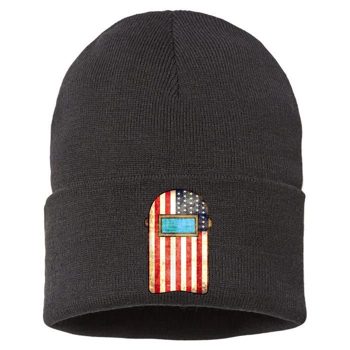 American Welder | US Flag Welding Hood Gift Sustainable Knit Beanie