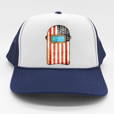 American Welder | US Flag Welding Hood Gift Trucker Hat