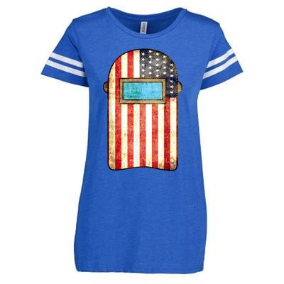 American Welder | US Flag Welding Hood Gift Enza Ladies Jersey Football T-Shirt