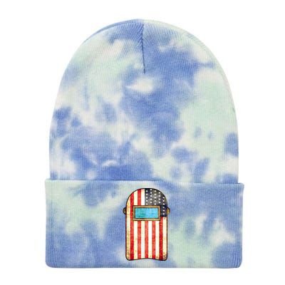 American Welder | US Flag Welding Hood Gift Tie Dye 12in Knit Beanie