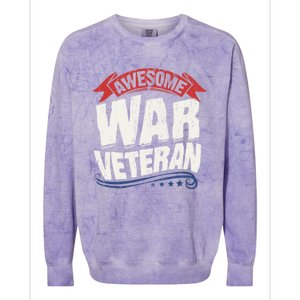 Awesome War Veteran Gift Retro America Flag Gift Veteran's Day Gift Colorblast Crewneck Sweatshirt