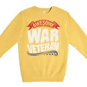 Awesome War Veteran Gift Retro America Flag Gift Veteran's Day Gift Premium Crewneck Sweatshirt