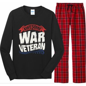 Awesome War Veteran Gift Retro America Flag Gift Veteran's Day Gift Long Sleeve Pajama Set