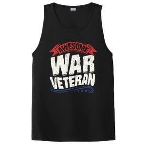 Awesome War Veteran Gift Retro America Flag Gift Veteran's Day Gift PosiCharge Competitor Tank