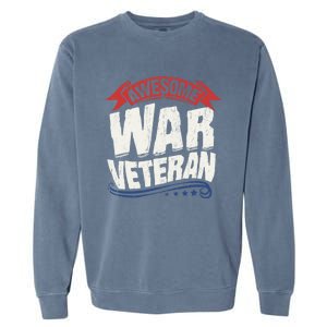 Awesome War Veteran Gift Retro America Flag Gift Veteran's Day Gift Garment-Dyed Sweatshirt