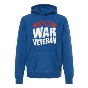 Awesome War Veteran Gift Retro America Flag Gift Veteran's Day Gift Premium Hoodie